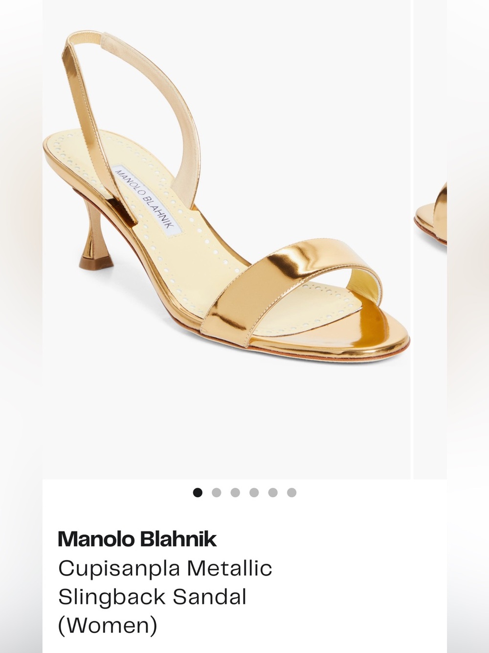 Manolo Blahnik Cupisanpla Gold Metallic Slingback Sandals 8US 38EU New $995 - Picture 7 of 12